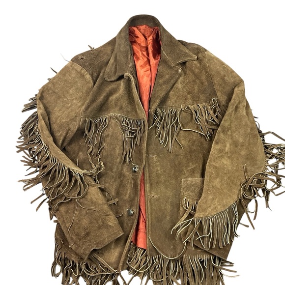 American Vintage Other - Vintage 1960/70s brown suede fringe jacket fully lined S/M